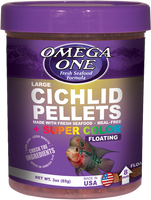 Omega One Large Cichlid Pellets + Super Color Floating: 85g, 170g