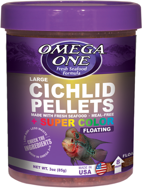 Omega One Large Cichlid Pellets + Super Color Floating: 85g, 170g