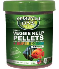 Omega One Small Veggie Kelp Pellets +Super Color Sinking: 4.2oz, 8oz